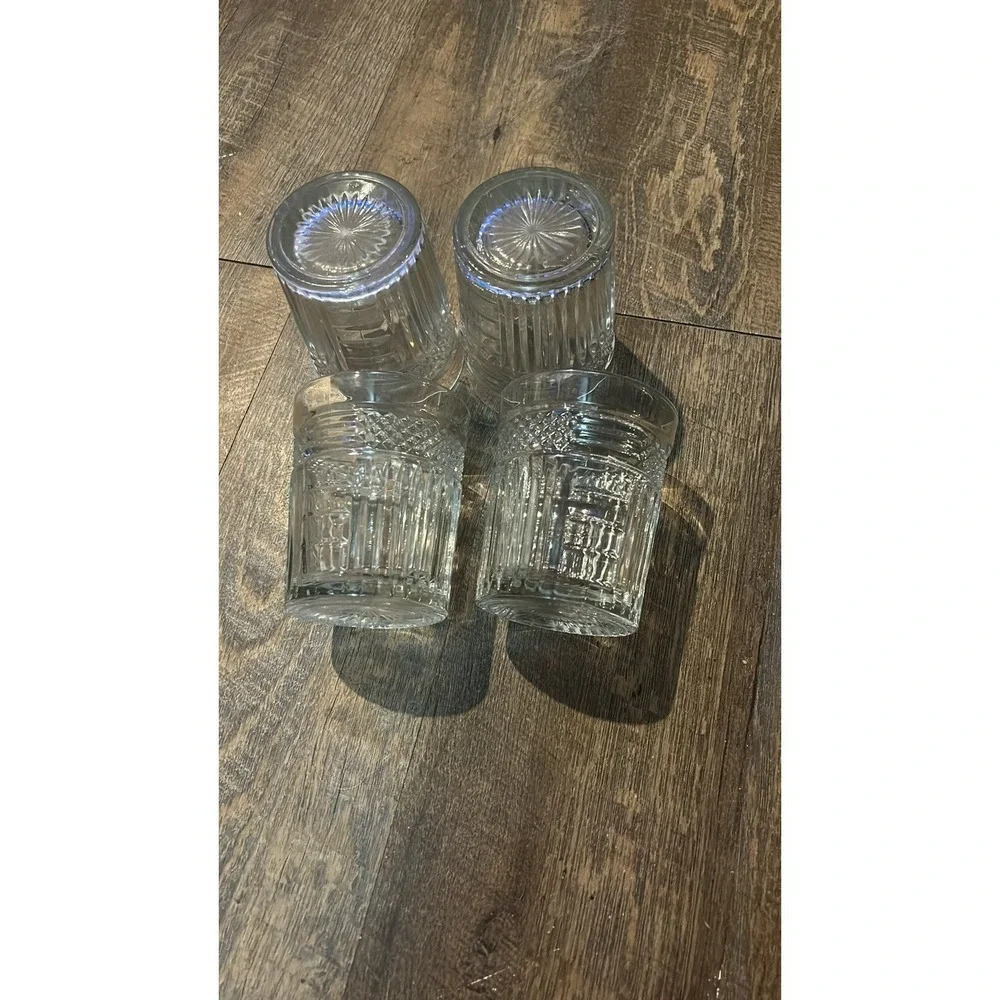 Set Of 4 Libbey RADIANT Double Old Fashioned Glasses 12oz EUC